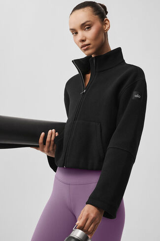 جاكيت ألو يوجا صوف مزدوج الوجه للفتيات - أسود in Kuwait