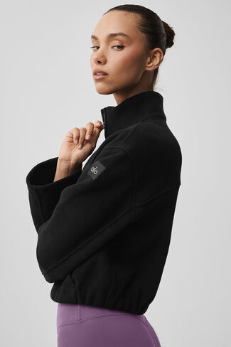 جاكيت ألو يوجا صوف مزدوج الوجه للفتيات - أسود in Kuwait