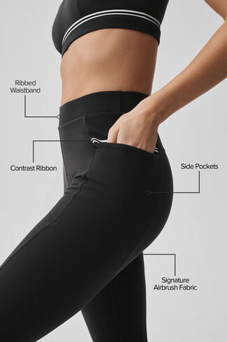 Alo Yoga Airbrush High-Waist Fast Track Leggings - أسود/أبيض in Kuwait