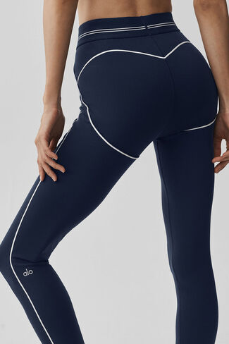 Alo Yoga Airbrush عالي الخصر 7/8 Heart Throb Leggings - كحلي/أبيض in Kuwait