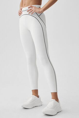 Alo Yoga Airbrush عالي الخصر 7/8 Heart Throb Legging - أبيض/أسود in Kuwait