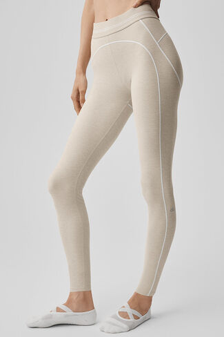 Alo Yoga 7/8 High-Waist Alosoft Heart Throb Legging - Oatmeal Heather/White in Kuwait