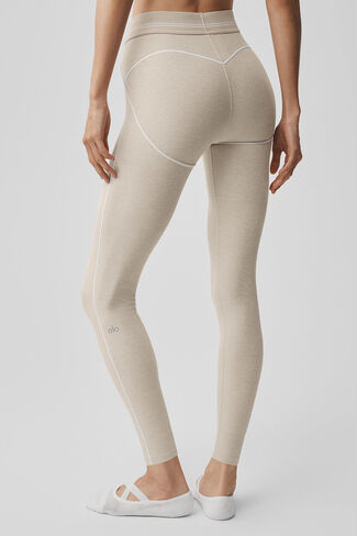 Alo Yoga 7/8 High-Waist Alosoft Heart Throb Legging - Oatmeal Heather/White in Kuwait