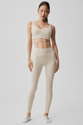 Alo Yoga 7/8 High-Waist Alosoft Heart Throb Legging - Oatmeal Heather/White in Kuwait