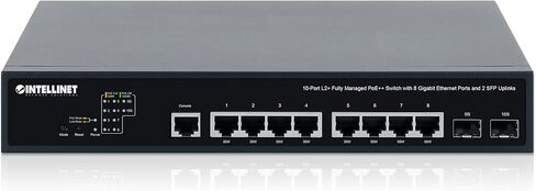 محول إيثرنت Intellinet 10 منافذ Gigabit L2+ PoE++ مُدار مع فتحتين للوصلة الصاعدة SFP - ميزانية طاقة 424 وات، معالجة ذاتية، إدارة سحابية، 19 بوصة على حامل - ضمان 3 سنوات Mfg-562003 in Kuwait