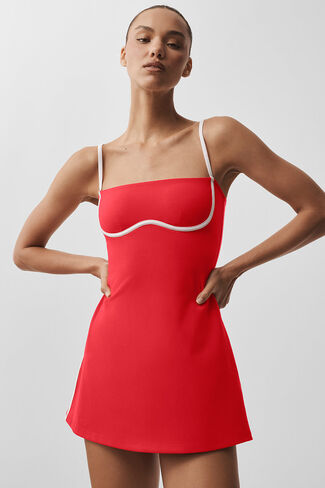 Alo Yoga Airbrush Streamlined Dress - Bright Red/White in Kuwait