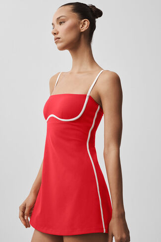 Alo Yoga Airbrush Streamlined Dress - Bright Red/White in Kuwait