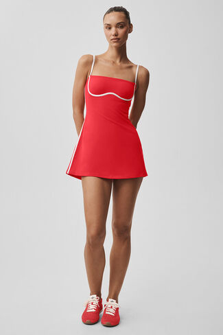 Alo Yoga Airbrush Streamlined Dress - Bright Red/White in Kuwait
