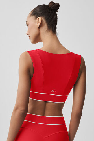 حمالة صدر Alo Yoga Airlift Alignment - أحمر/أبيض ساطع in Kuwait