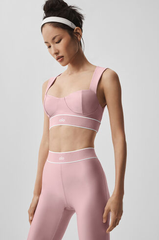 Alo Yoga Airlift Alignment Bra - Vintage Pink/White in Saudi Arabia