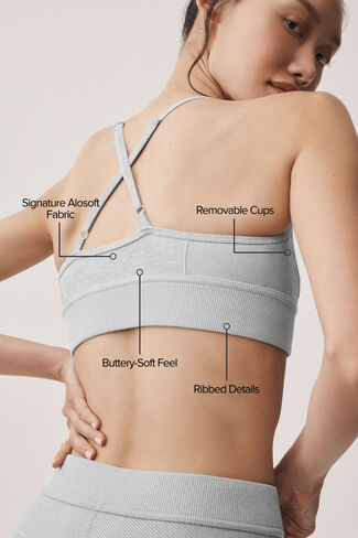 حمالة صدر Alo Yoga Alosoft Relay - رمادي منقط رياضي/أبيض in Kuwait