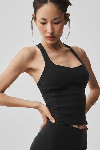 Alo Yoga Airbrush Sparks Fly Corset Tank - Black in Saudi Arabia