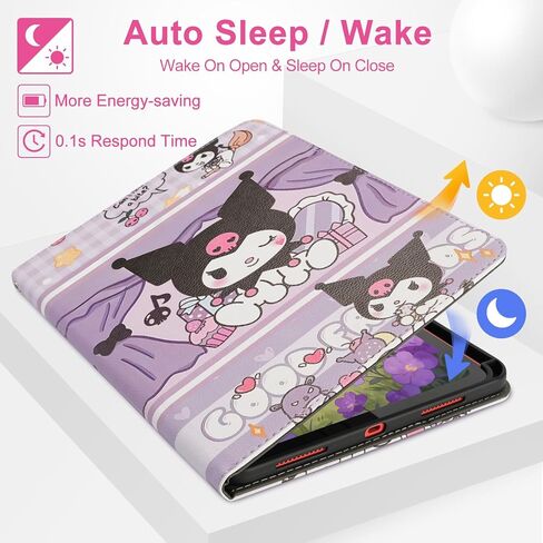 Cute Cartoon Case for iPad 10th Generation 10.9 Inch 2022, iPad (16) 11th Generation 11 inch 2025 with Pencil Holder & Stand, Auto Wake/Sleep & Wrist Band, Folio Case for Kids Girls (Purple) in Saudi Arabia