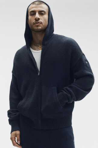 هودي Alo Yoga Wool Cashmere New Class بسحاب كامل - كحلي in Kuwait