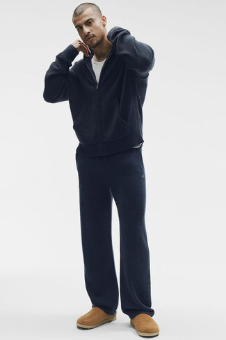 هودي Alo Yoga Wool Cashmere New Class بسحاب كامل - كحلي in Kuwait