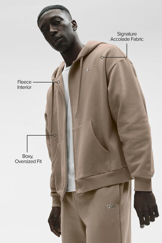 هودي Alo Yoga Accolade بسحاب كامل - جرافيل in Kuwait