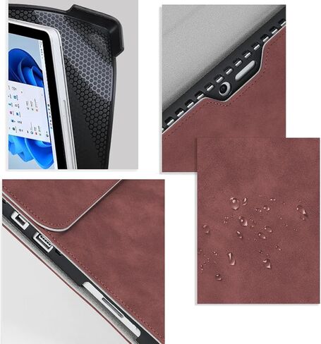 حافظة تناسب جهاز Microsoft Surface Pro 8 مقاس 13 بوصة 2021، مصنوعة من مادة PU+TPU متينة مع حزام يد وغطاء دعامة، متوافقة مع لوحة مفاتيح النوع، أسود in Kuwait