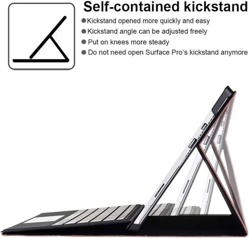 حافظة تناسب جهاز Microsoft Surface Pro 8 مقاس 13 بوصة 2021، مصنوعة من مادة PU+TPU متينة مع حزام يد وغطاء دعامة، متوافقة مع لوحة مفاتيح النوع، أسود in Kuwait