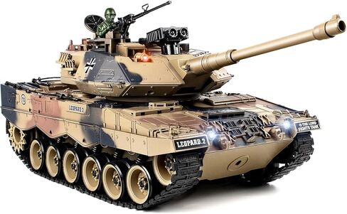 1:18 RC Tank That Shoot BBS، 2.4G Metal German Leopard II نموذج التحكم عن بعد، لعبة دبابة الجيش مع الدخان والأضواء والصوت والارتداد، مركبة RC عسكرية للبالغين والأطفال من عمر 6 سنوات فما فوق in Kuwait