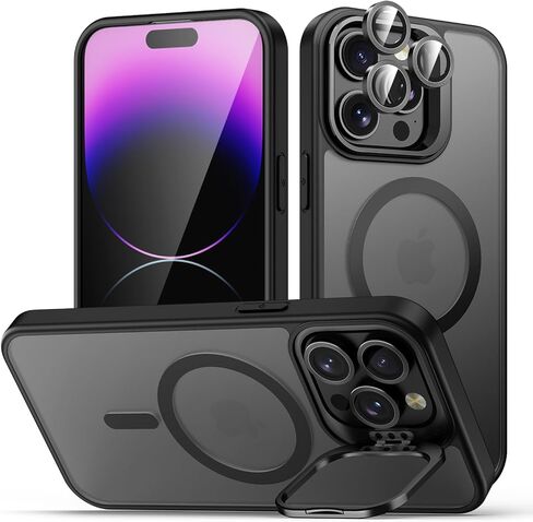 for iPhone 17 Pro Max Case with 360 Magnetic Ring Stand, Fit MagSafe, Military-Grade Shockproof Protection, Non-Slip Slim Translucent Protective Phone Cover, Orange in Saudi Arabia
