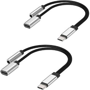 FosPower USB C to 3.5mm Audio Adapter and Charger (6 inch) 2-in-1 Type C to Aux with Fast Charging Dongle Cable Hi-Fi DAC Male-to-Female Cord for iPhone 17/16/15 Pro Max, iPad Pro/Air, Galaxy S25 in Kuwait