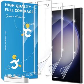 3 عبوات لهاتف Samsung Galaxy S22 Ultra / S23 Ultra واقي شاشة [ليس زجاجيًا]، متوافق مع بصمات الأصابع بالموجات فوق الصوتية، منحني ثلاثي الأبعاد مضاد للخدش، تركيب خالٍ من الفقاعات in Kuwait