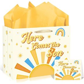 EoBeCy Four Ever a Princess 4th Birthday Gift Bag with Handles, Tissue Paper and Greeting Card, Pink Gold Floral Castle Wrapping Paper for 4 Years Old Girl Birthday Party Decorations Supplies in Saudi Arabia