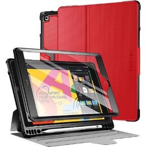 Poetic Explorer Case Designed for iPad 10.2 9th Generation (2021) / 8th Gen (2020) /7th Gen (2019) Case, Full Body Rugged Stand Folio Cover Case, Built-in Screen Protector and Pencil Holder, Black in Saudi Arabia