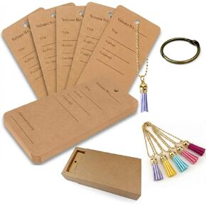 Reading Log Bookmark for Adults Students,Vintage Library Card Book Mark Rracker Set, 30Pcs Kraft Paper Reading Log Trackers with 5 Colorful Tassels and Loop, Personal Book Journal Gift Set in Saudi Arabia