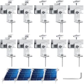 20 Pcs Solar Panel Mounting Brackets Kit for 1-9 Pieces Adjustable Aluminum Alloy Mounting Stand Support Photovoltaic Flat Pitched Roof Bracket for Slate, Tile, Cement, Wooden, Tin Roof in Kuwait