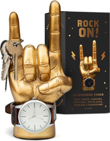 Luckies of London | Rock On Headphone Stand | Headset Stand & Headphone Holder | Headset Holder for Gaming Desk Decor | Desk Accessories for Men | Hand Jewelry Display Or Headphone Hanger | Black in Saudi Arabia