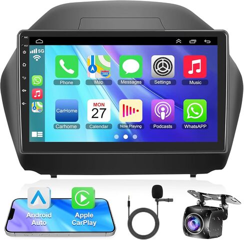 راديو سيارة 8 Core 4+64GB لسيارة Hyundai Tucson 2015-2018 مع Carplay اللاسلكي وAndroid Auto، ستيريو سيارة 9 بوصة Android 15 IPS Tucson مع التحكم الصوتي بلوتوث 5.2 GPS WiFi FM DSP EQ SWC كاميرا احتياطية in Kuwait