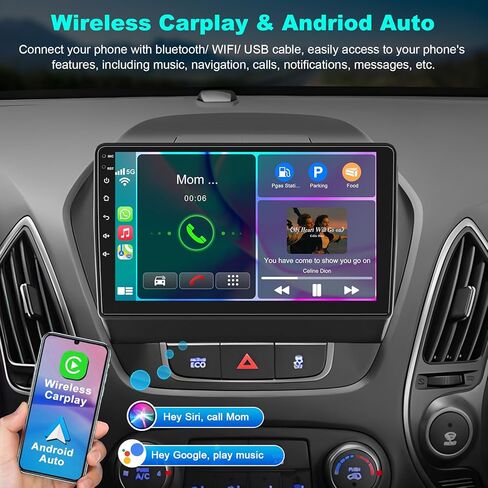 راديو سيارة 8 Core 4+64GB لسيارة Hyundai Tucson 2015-2018 مع Carplay اللاسلكي وAndroid Auto، ستيريو سيارة 9 بوصة Android 15 IPS Tucson مع التحكم الصوتي بلوتوث 5.2 GPS WiFi FM DSP EQ SWC كاميرا احتياطية in Kuwait