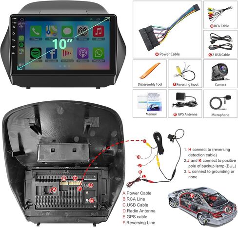 راديو سيارة 8 Core 4+64GB لسيارة Hyundai Tucson 2015-2018 مع Carplay اللاسلكي وAndroid Auto، ستيريو سيارة 9 بوصة Android 15 IPS Tucson مع التحكم الصوتي بلوتوث 5.2 GPS WiFi FM DSP EQ SWC كاميرا احتياطية in Kuwait