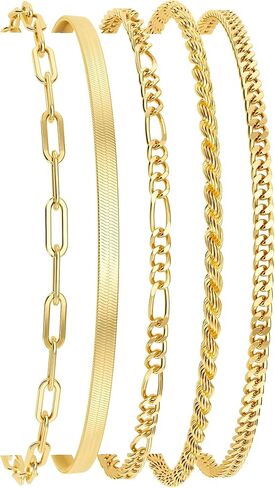 Dearmay 14K BARCELTS PLACELETS للنساء مقاوم للماء ، مجموعات المجوهرات العصرية رقيقة مكدسة قابلة للتكديس قابلة للتكديس. in Kuwait