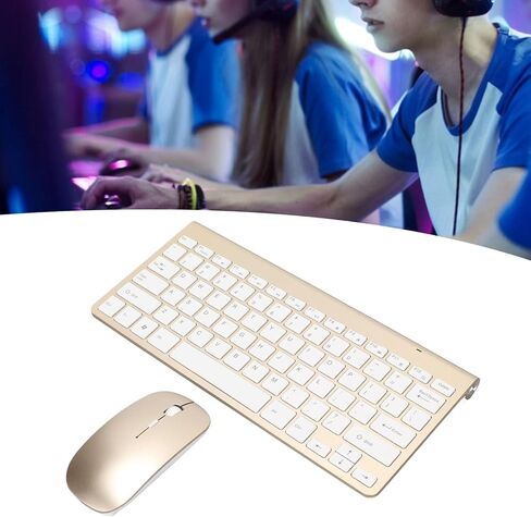 Wireless Keyboard and Mouse Set, 2.4G Ergonomic Silent Coated Keycaps with USB Receiver, for Desktop Computers Mobile Devices Tablet Computers (Rose Gold) in Saudi Arabia