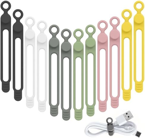 Silicone Cable Ties, 6pcs Reusable Data Cable Organizer, Multipurpose Elastic Wire Organizer Ties for Bundling and Fastening Earphone, Phone Charger in Saudi Arabia