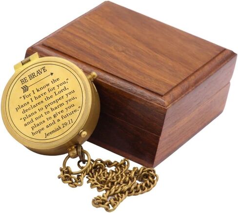 Compass – Brass Directional Vintage Compass Engraved with “for I Know The Plans I Have for You – Jeremiah 29:11" Communion Christian Gifts for Women/Men, Nautical Handmade Antique Décor Baptism Gifts in Saudi Arabia