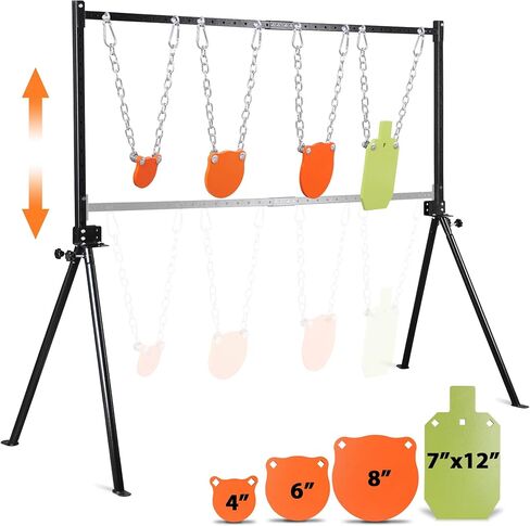 مجموعة أدوات وأهداف فولاذية AR500 - هدف إطلاق نار بسمك 3/8 بوصة مع نظام حامل، تتضمن سلاسل وأجهزة للتدريب على مسدس البندقية in Kuwait