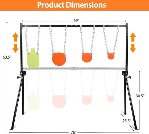 مجموعة أدوات وأهداف فولاذية AR500 - هدف إطلاق نار بسمك 3/8 بوصة مع نظام حامل، تتضمن سلاسل وأجهزة للتدريب على مسدس البندقية in Kuwait