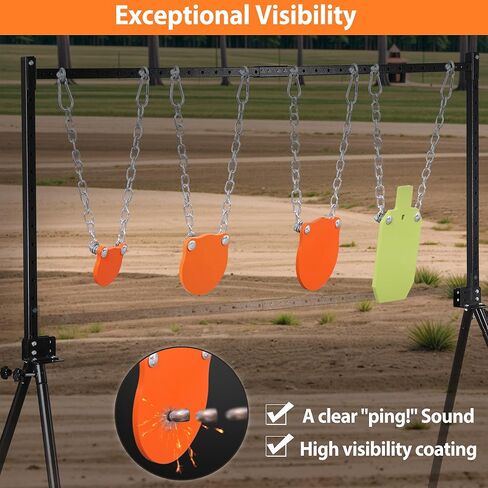 مجموعة أدوات وأهداف فولاذية AR500 - هدف إطلاق نار بسمك 3/8 بوصة مع نظام حامل، تتضمن سلاسل وأجهزة للتدريب على مسدس البندقية in Kuwait