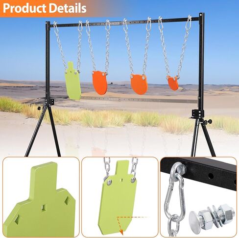 مجموعة أدوات وأهداف فولاذية AR500 - هدف إطلاق نار بسمك 3/8 بوصة مع نظام حامل، تتضمن سلاسل وأجهزة للتدريب على مسدس البندقية in Kuwait