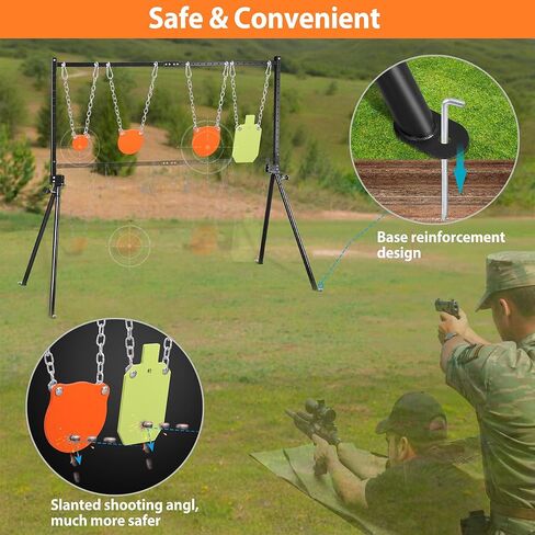 مجموعة أدوات وأهداف فولاذية AR500 - هدف إطلاق نار بسمك 3/8 بوصة مع نظام حامل، تتضمن سلاسل وأجهزة للتدريب على مسدس البندقية in Kuwait