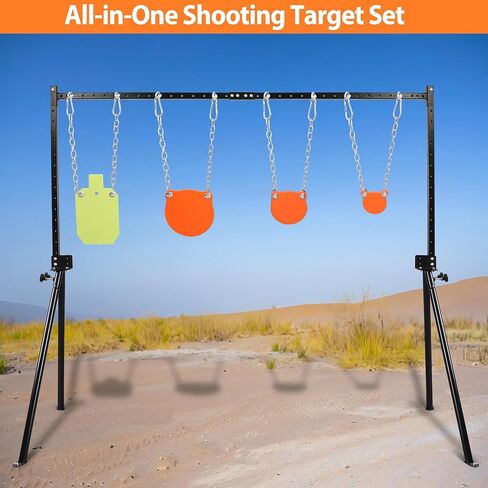 مجموعة أدوات وأهداف فولاذية AR500 - هدف إطلاق نار بسمك 3/8 بوصة مع نظام حامل، تتضمن سلاسل وأجهزة للتدريب على مسدس البندقية in Kuwait