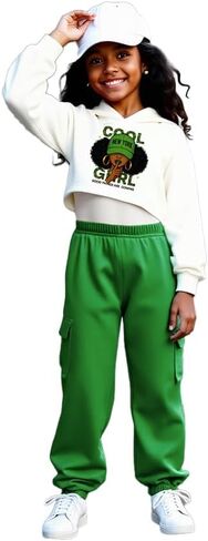 Girls Spring Fall Hoodie Sweatshirt 3 قطعة ، وطباعة رسومية لطيفة أعلى من الأزياء الأزياء غير الرسمية in Kuwait