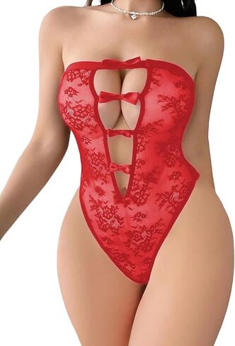 Avidlove Women Sexy Lingeries Deep V Teddy Lingerie Lace Bodysuit Hollow Out One Piece Mini Babydoll in Saudi Arabia