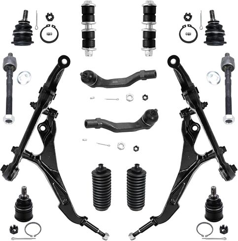 محور ديترويت - طقم الواجهة الأمامية 14 قطعة لسيارة Honda Civic 1992-1995 1993-1997 Civic Del Sol 1994-1997 Integra أذرع التحكم العلوية السفلية وقضبان الربط الخارجية الداخلية ومفاصل الكرة السفلية وصلات قضيب التأرجح استبدال الأحذية in Kuwait