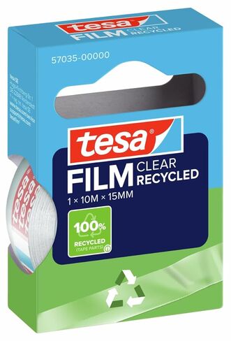 TESAFILM ECO & CLEAR الشريط اللاصق الشفاف الذاتي - صديق للبيئة ، خالٍ من المذيبات ، شريط مكتبي مقاوم للعمر مع التصاق قوي ، 10 م × 15 مم - حزمة من 10 in Saudi Arabia