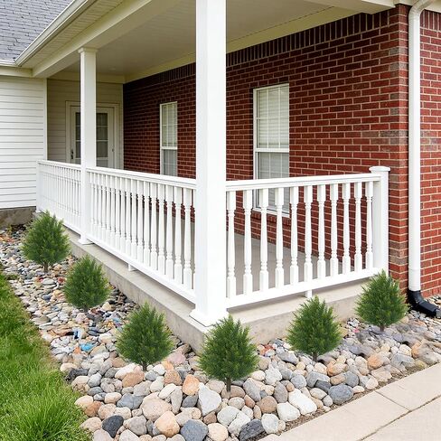 21'' Artificial Cedar Topiary Ball Trees with Ground Spike, 2 Pack Artificial Shrubs, UV Resistant Fake Plant Brush for Indoor Outdoor Front Porch Garden in Saudi Arabia