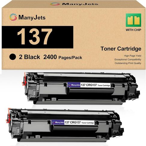 خرطوشة حبر بديلة متوافقة مع Canon 137 خرطوشة حبر سوداء 137 CRG137 تعمل مع طابعات ImageCLASS D570/MF236n/MF232w/MF244dw/MF240/MF210 (عبوتان، أسود) in Kuwait
